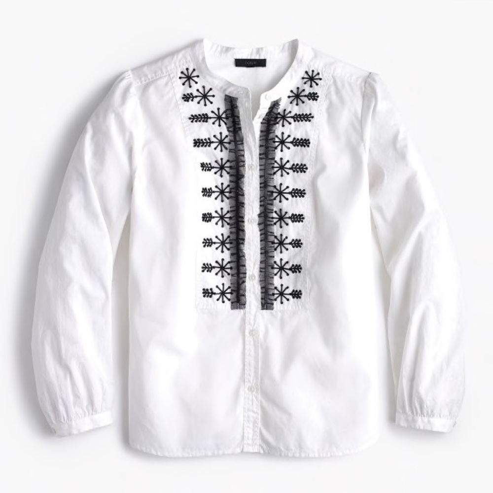 J. Crew Embellished button-up white poplin - Picture 2 of 5